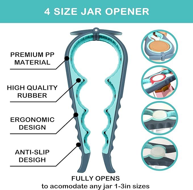 Bottle Opener for Arthritic Hand,Jar Opener for Old People, Children, Women, Those with Weak Hands,Multifunctional Kitchen Gadgets - Image 2