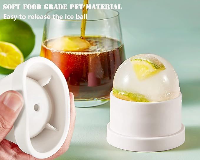 Ice Ball Maker Mold - Set of 3, Round Ice Cube Mold, 2.4 Inch Sphere Ice Cubes for Whiskey, Cocktails, Bourbon (3, White) - Image 3