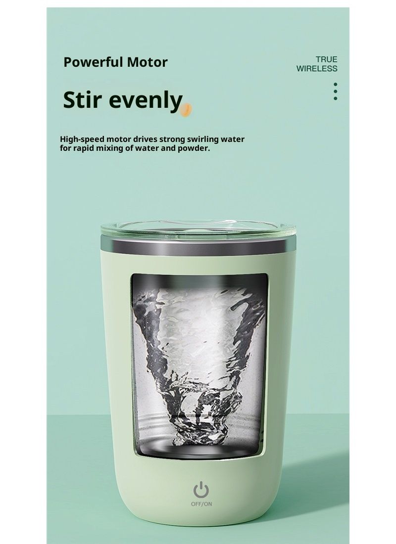 Self Stirring Mug, Electric Mixing Cup Magnetic Rechargeable Auto Mug Coffee Rotating Home Office Travel Suitable for Coffee/Milk/Cocoa (Green350ml) - Image 2