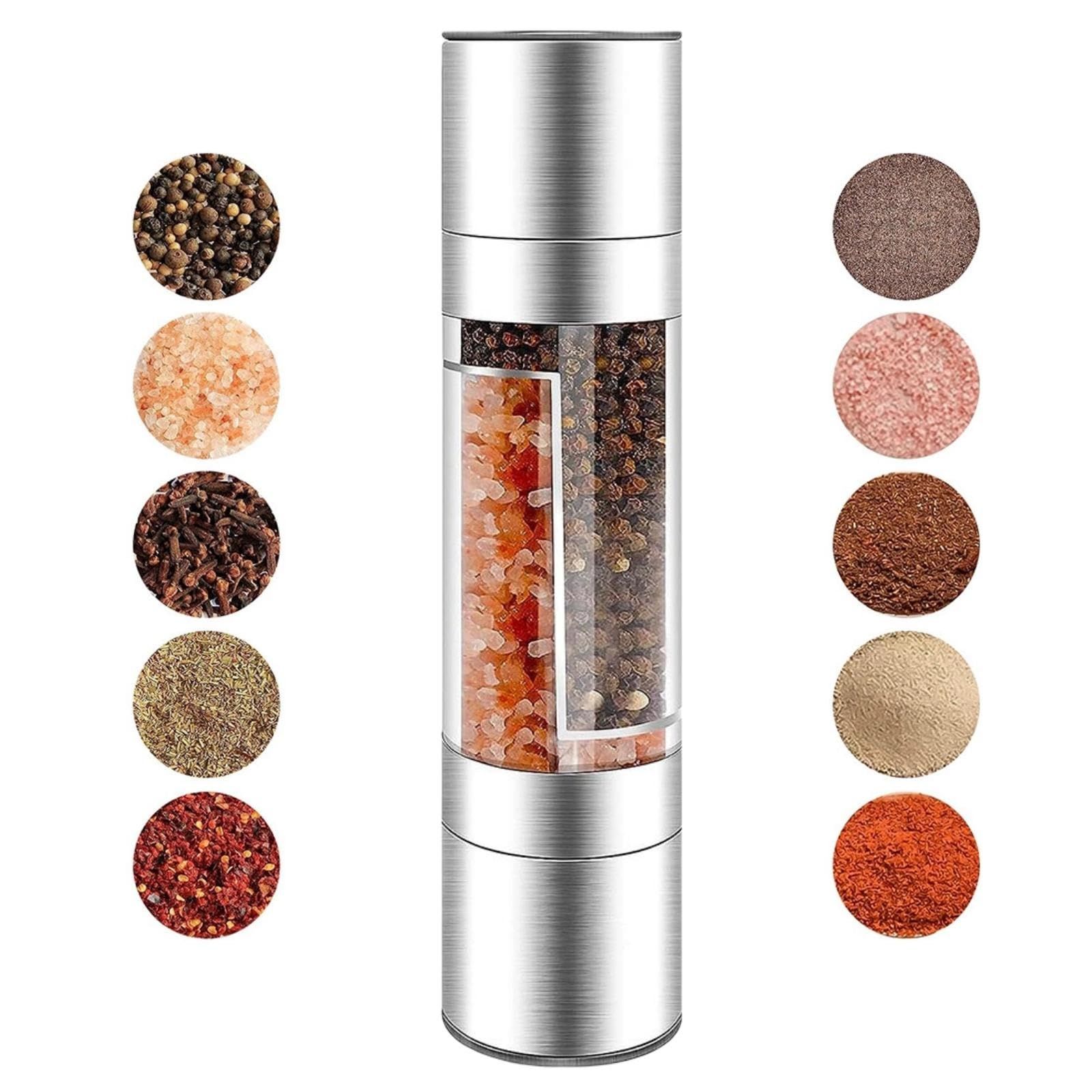 2 in 1 Salt and Pepper Grinder with Adjustable Ceramic Rotor, Manual dual headStainless Steel Salt Grinders and Pepper Mill for Kitchen, Outdoor Barbecue（Single cell 70ml） - Image 2