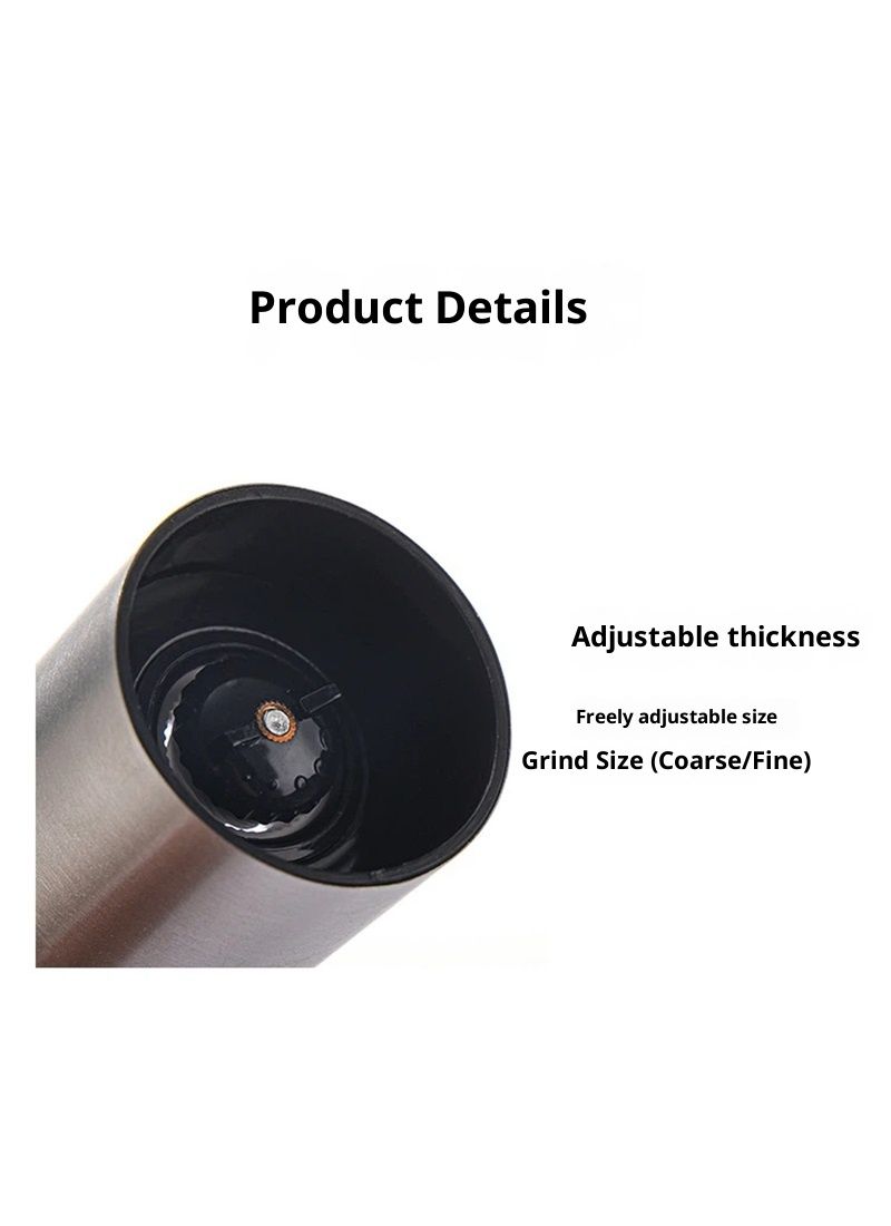 2 in 1 Salt and Pepper Grinder with Adjustable Ceramic Rotor, Manual dual headStainless Steel Salt Grinders and Pepper Mill for Kitchen, Outdoor Barbecue（Single cell 70ml） - Image 5