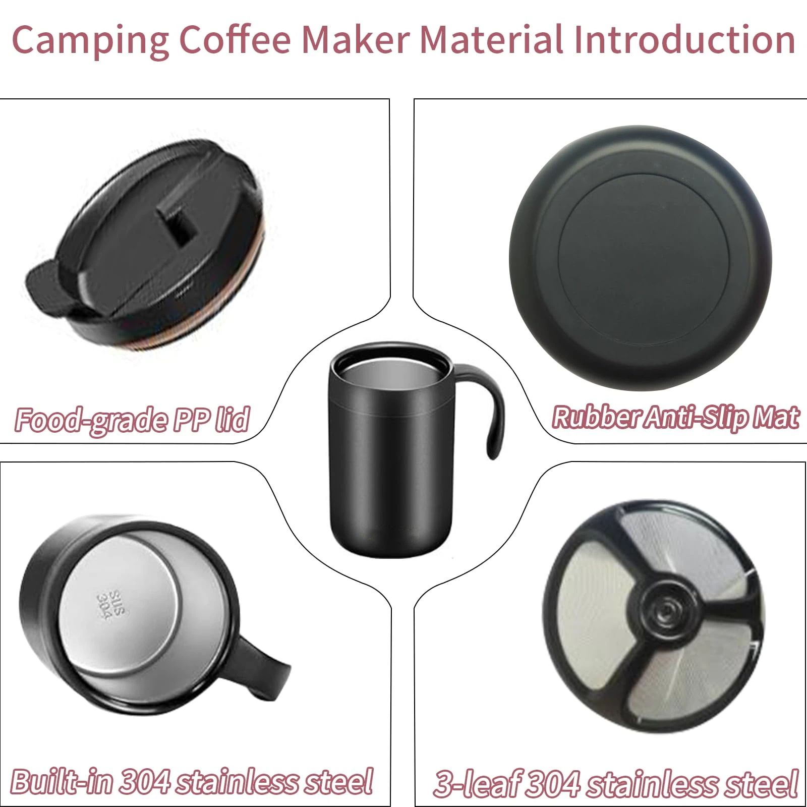 500ml Camping Coffee Maker Pour Over Coffee Maker Set，Camp Pour Over Set，Portable Coffee Kit for Travel, Camping, Offices, Backpacking three-piece set - Image 2