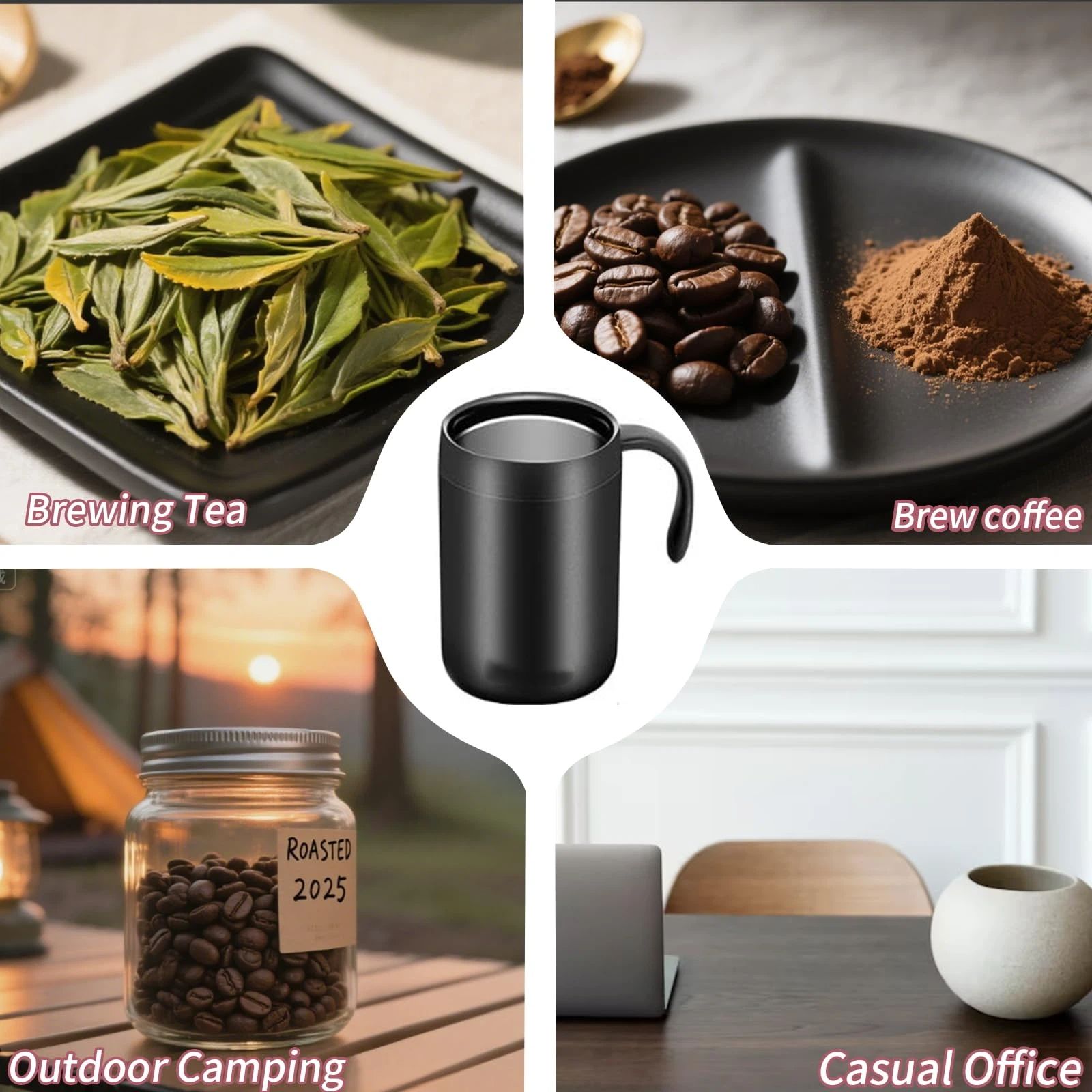500ml Camping Coffee Maker Pour Over Coffee Maker Set，Camp Pour Over Set，Portable Coffee Kit for Travel, Camping, Offices, Backpacking three-piece set - Image 3
