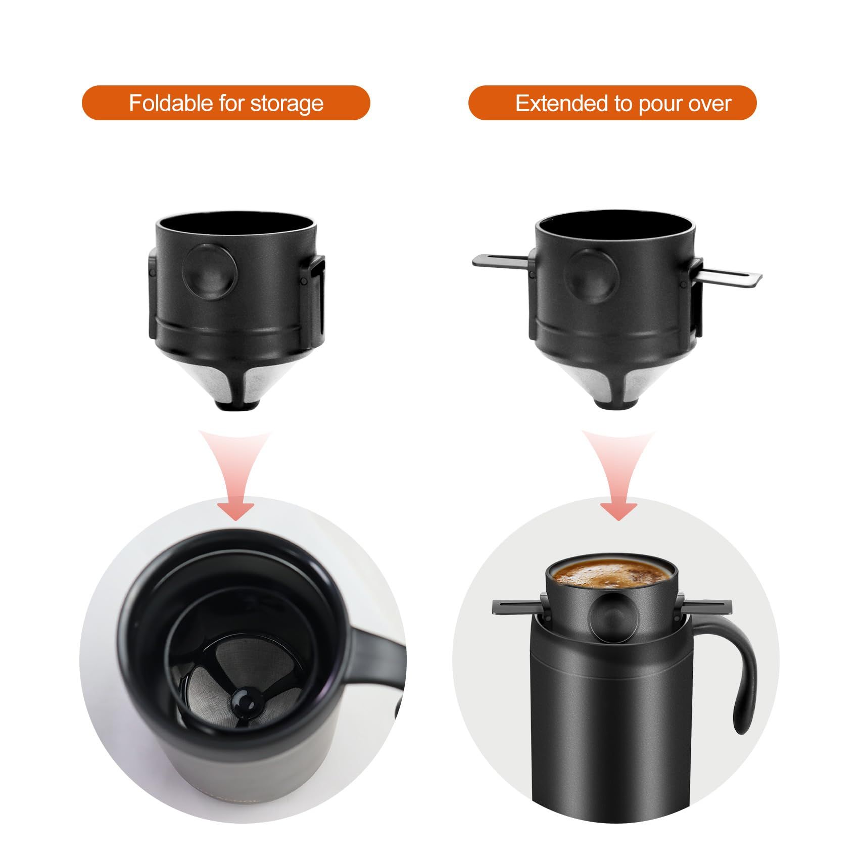 500ml Camping Coffee Maker Pour Over Coffee Maker Set，Camp Pour Over Set，Portable Coffee Kit for Travel, Camping, Offices, Backpacking three-piece set - Image 4