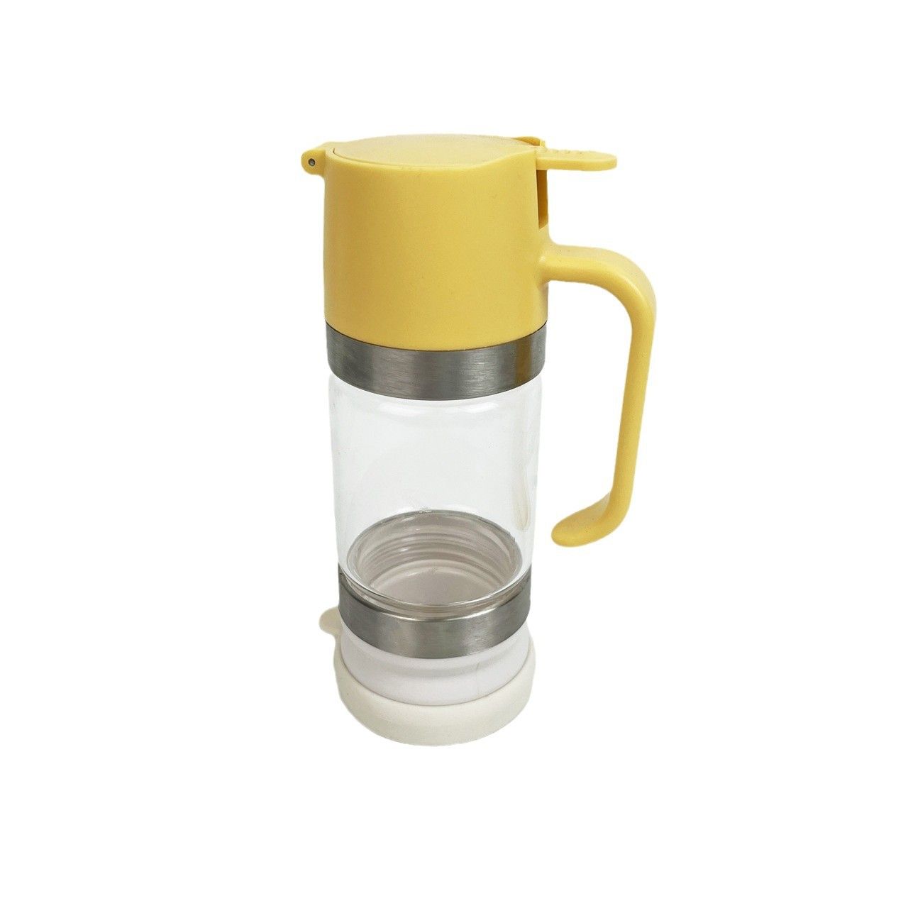 Glass Honey Dispenser Pot, No Drip 10 OZ Honey Jar with Handle, Syrup Dispenser for Coffee or Tea, Yellow white - Image 1