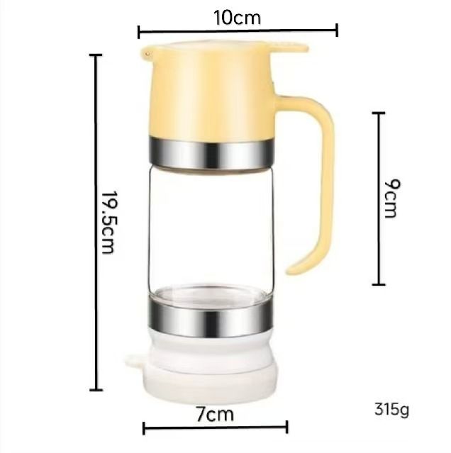 Glass Honey Dispenser Pot, No Drip 10 OZ Honey Jar with Handle, Syrup Dispenser for Coffee or Tea, Yellow white - Image 5