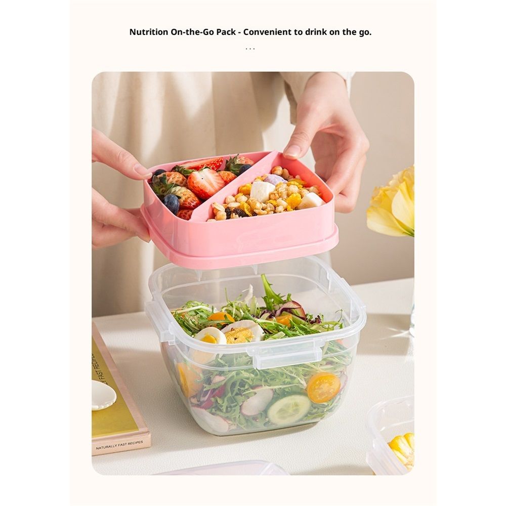 Salad Container For Lunch, Salad Lunch Container For Adults, Salad Bowl Kit With Compartments For Salad Dressing & Toppings - Image 3