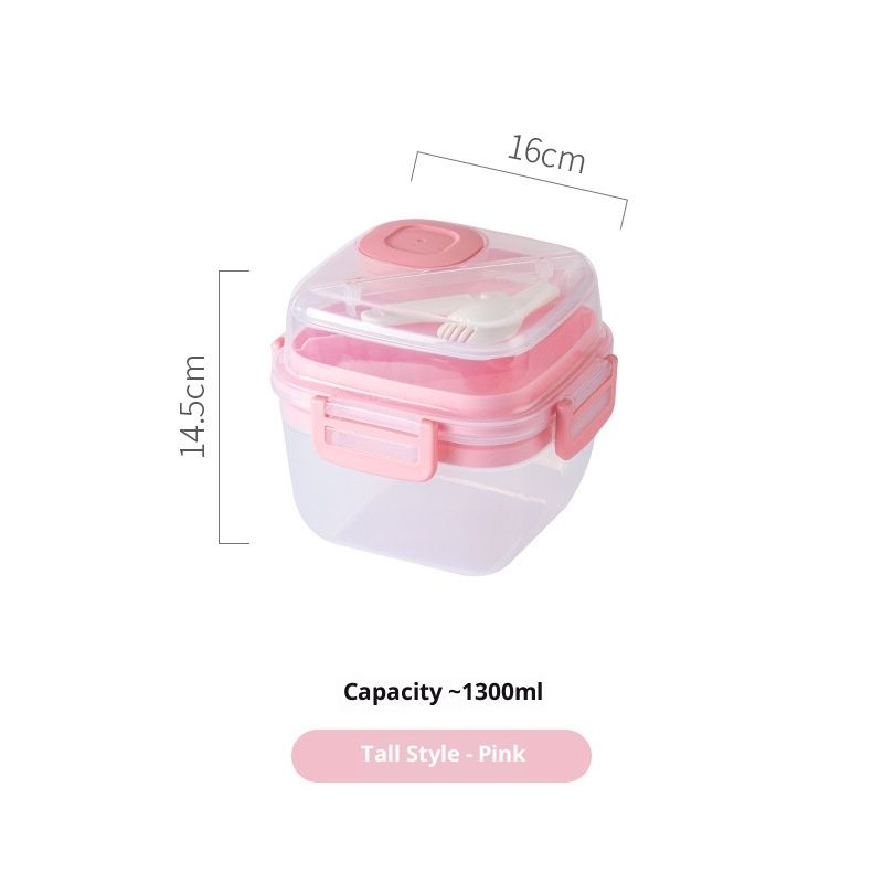 Salad Container For Lunch, Salad Lunch Container For Adults, Salad Bowl Kit With Compartments For Salad Dressing & Toppings - Image 5