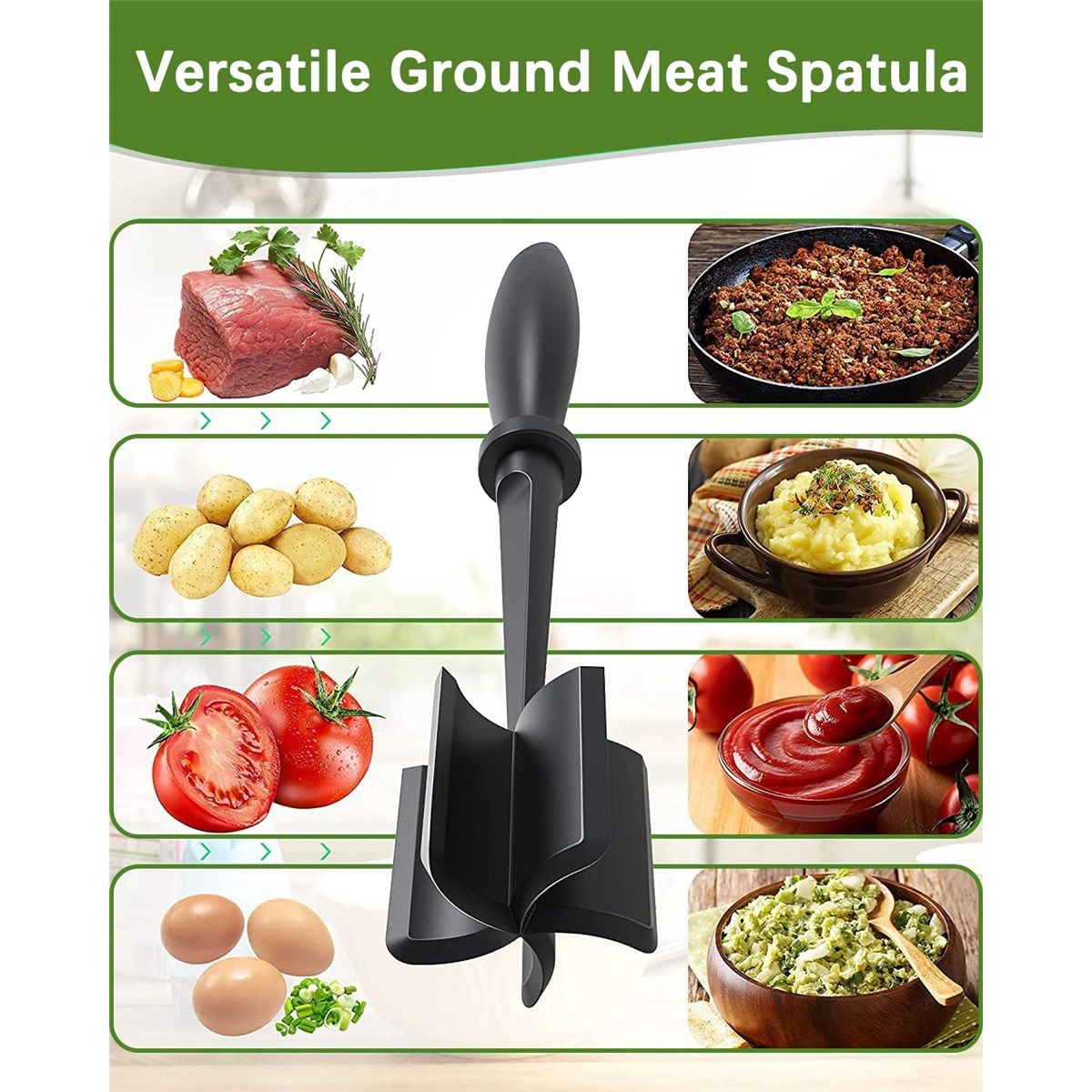 2 Pcs Meat Chopper, Upgrade Hamburger Smasher, Premium Heat Resistant Meat Masher for Ground Beef, Ground Turkey and More, Non Stick Mix Grinder - Image 4