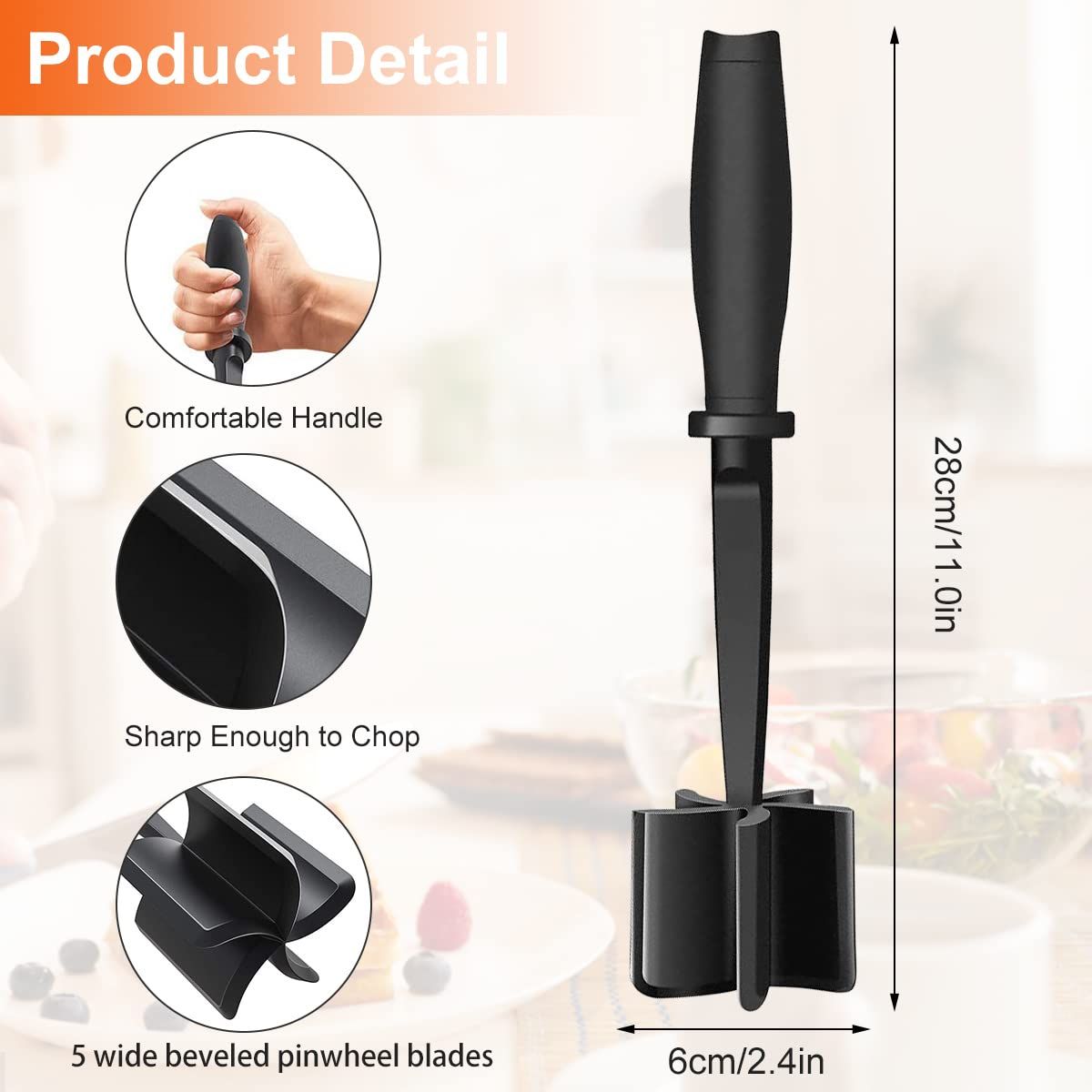 2 Pcs Meat Chopper, Upgrade Hamburger Smasher, Premium Heat Resistant Meat Masher for Ground Beef, Ground Turkey and More, Non Stick Mix Grinder - Image 5