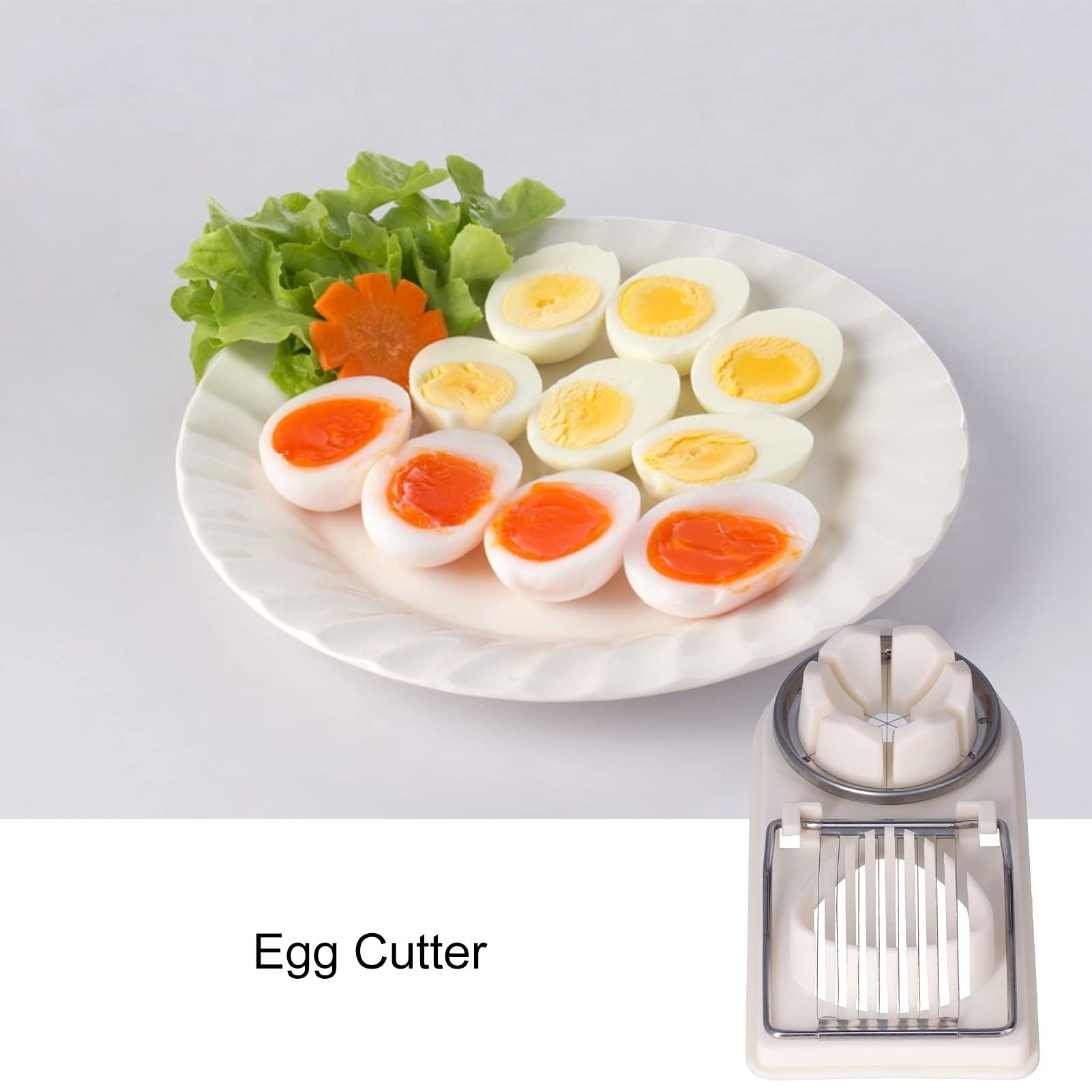 Egg Slicer 2-in-1 Eggs Cutter Multipurpose Boiled Egg Cut Slicers Stainless Steel Wire Egg Separator for Cutting Hard-Boiled Eggs Fruit Strawberry Banana(beige) - Image 2