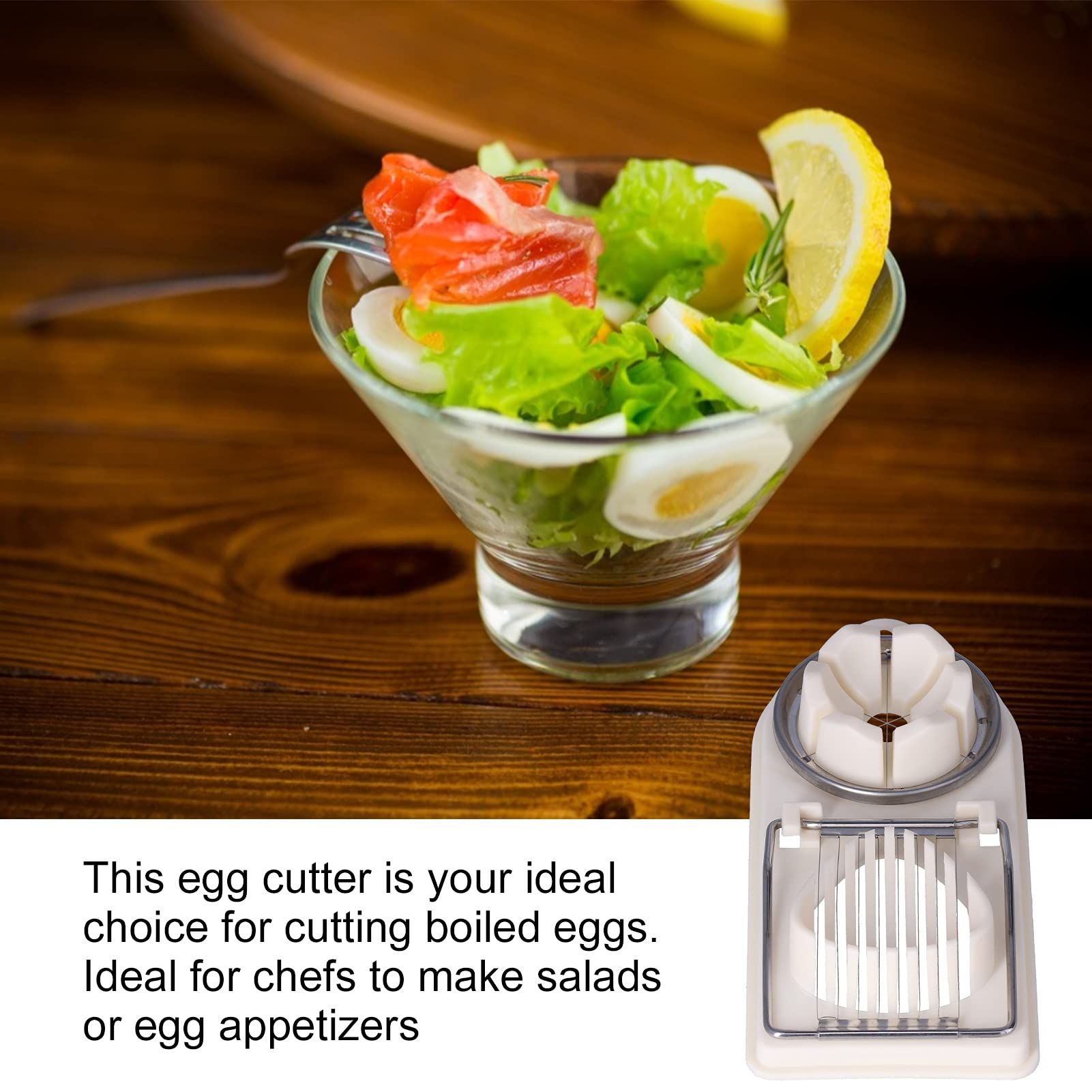 Egg Slicer 2-in-1 Eggs Cutter Multipurpose Boiled Egg Cut Slicers Stainless Steel Wire Egg Separator for Cutting Hard-Boiled Eggs Fruit Strawberry Banana(beige) - Image 3