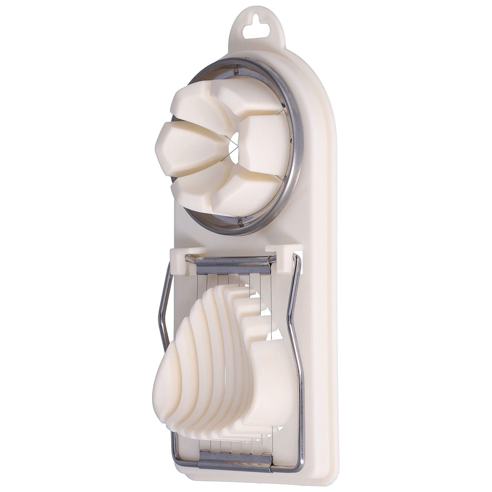 Egg Slicer 2-in-1 Eggs Cutter Multipurpose Boiled Egg Cut Slicers Stainless Steel Wire Egg Separator for Cutting Hard-Boiled Eggs Fruit Strawberry Banana(beige) - Image 4