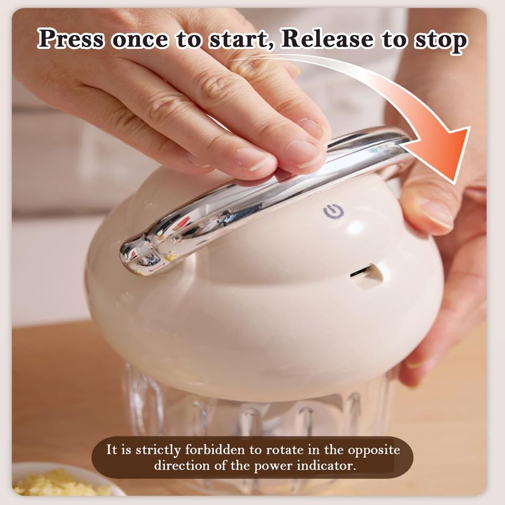 Electric Garlic Chopper, Mini Portable Veggie Chopper, 350ML Garlic Grinder Masher Onion Grinder, Blender to Vegetable, Wireless Food Processor for Ginger, Chili, Fruit, Meat, etc - Image 4