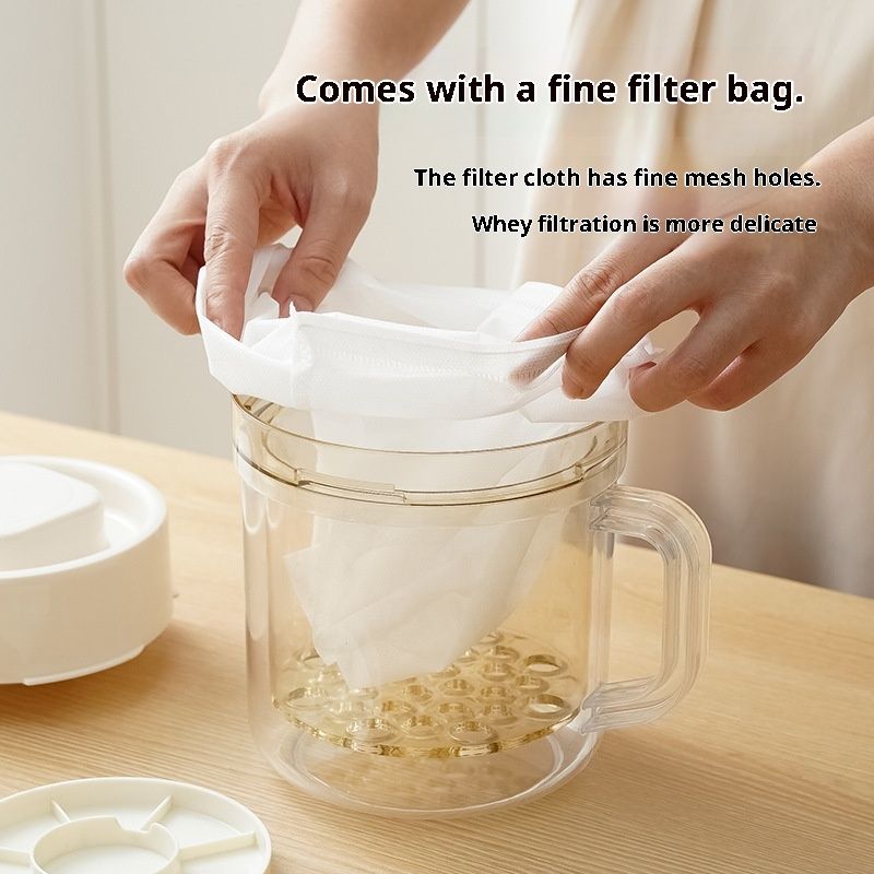 Greek Yogurt Strainer with Lid, Yogurt Maker, Yoghurt Filter with Ultra Fine Nylon Mesh Strainer & Pressure Filtration, Thick & Creamy Greek Yogurt, BPA-Free - Image 3