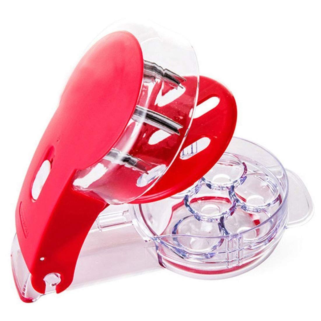 Kitchen Aid Cherry PitterDeluxe Multi Fruit Pit Corer Core Cutter Remover Prep Helper Machine Mason Jar Tool Gadget Red for 6 Cherries Plums Olives Berries - Image 1