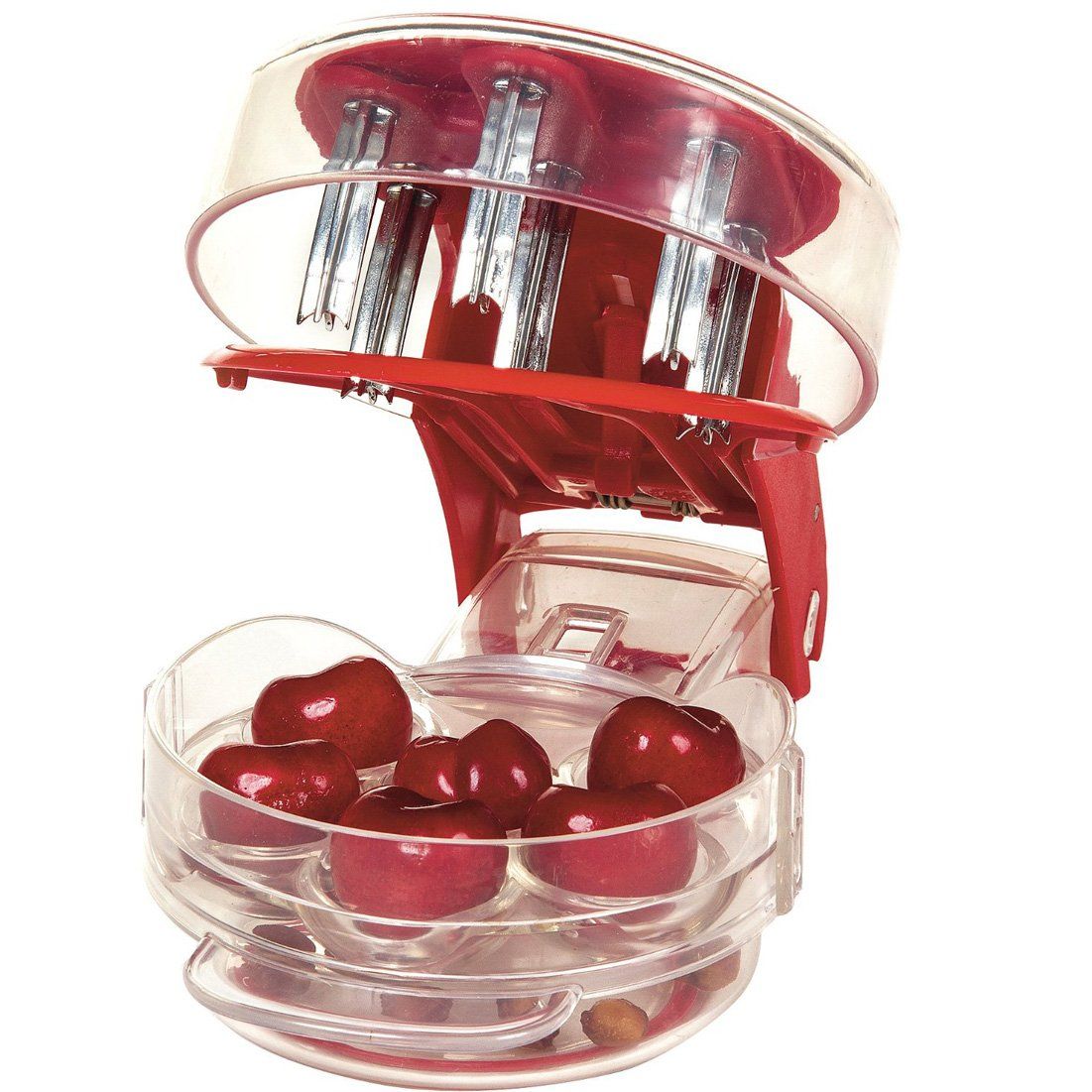 Kitchen Aid Cherry PitterDeluxe Multi Fruit Pit Corer Core Cutter Remover Prep Helper Machine Mason Jar Tool Gadget Red for 6 Cherries Plums Olives Berries - Image 3