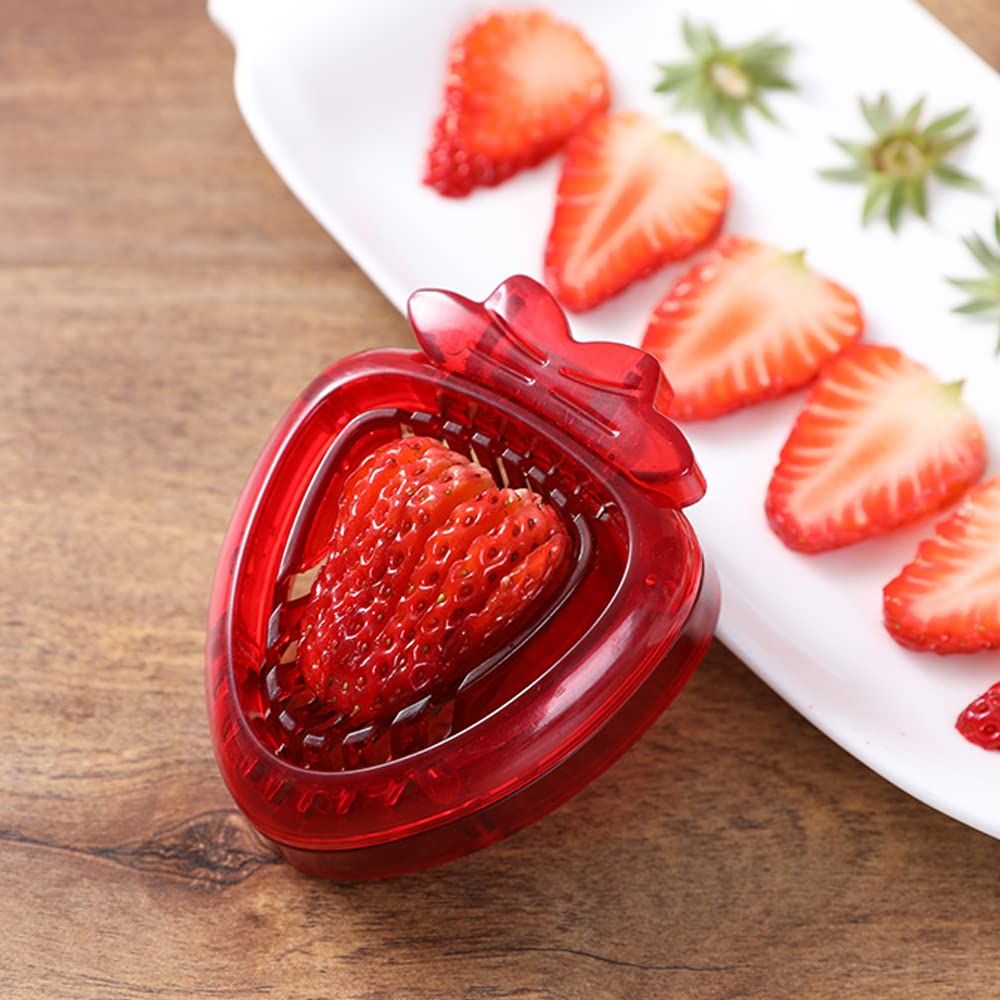 Red Strawberry Slicer,Cup Slicers | Egg Slicers | banana slicers | Strawberry Cutter | Quickly Making Fruit Vegetable,Stainless Steel Blade Kitchen Tools2pcs - Image 3