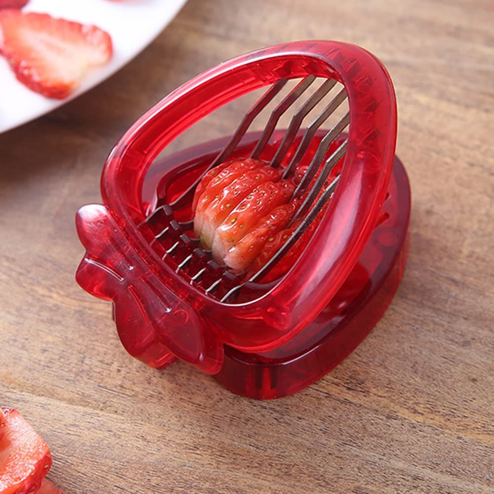 Red Strawberry Slicer,Cup Slicers | Egg Slicers | banana slicers | Strawberry Cutter | Quickly Making Fruit Vegetable,Stainless Steel Blade Kitchen Tools2pcs - Image 4