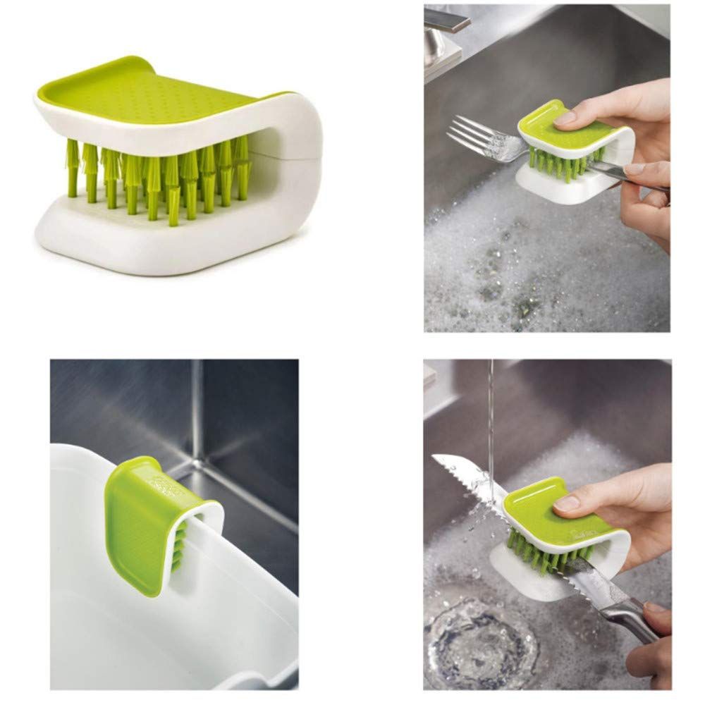 2Pcs Blade Brush Knife Cleaner Non-Slip Cutlery Cleaner Brush Kitchen Washing Chopsticks Knife and Fork Brush green - Image 4