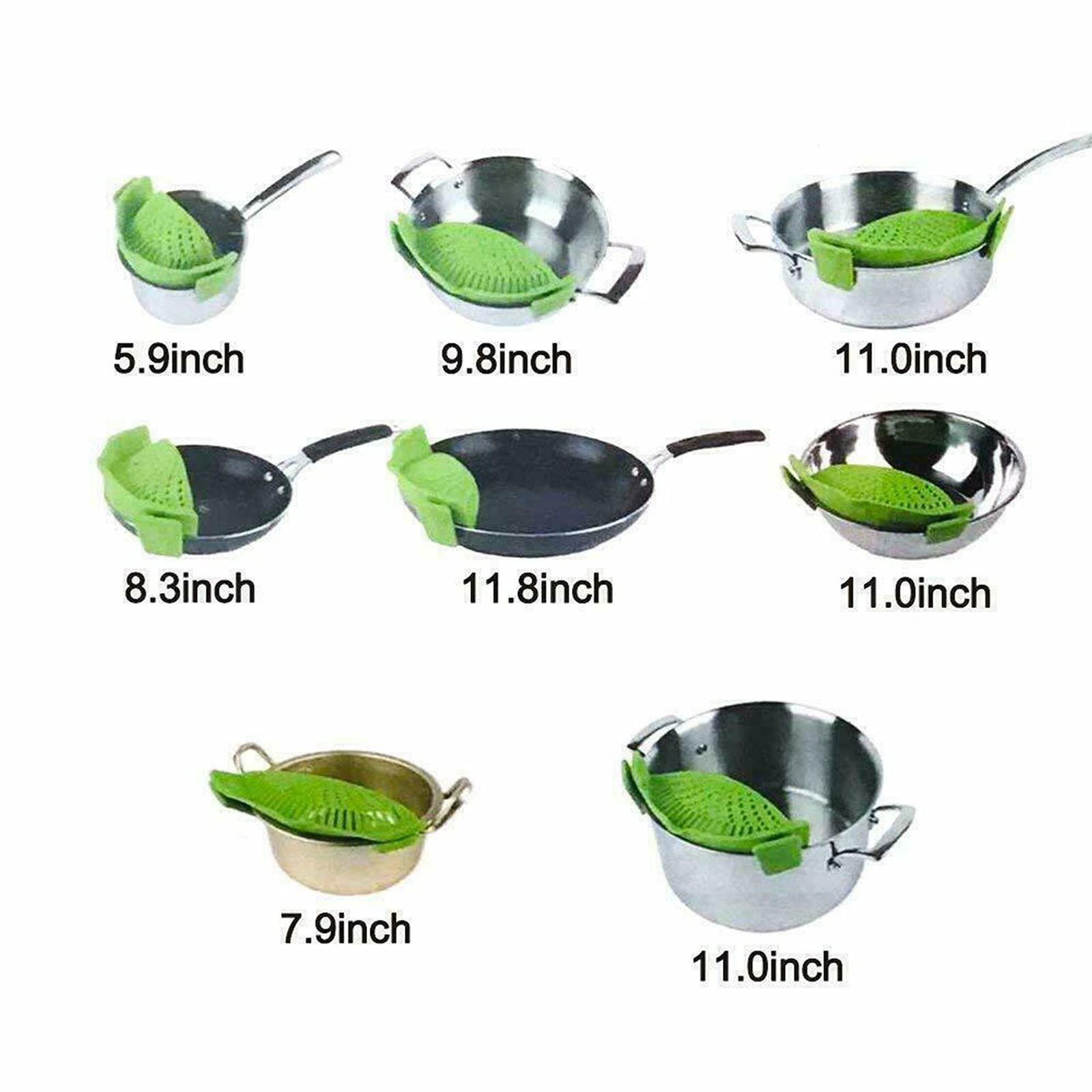 Strainer, 2 Packs of Hands-free Clip-on Heat Resistant Colander Pour Spout for Pasta Vegetable Noodles Pot bowl Pan （green+ blue） - Image 4
