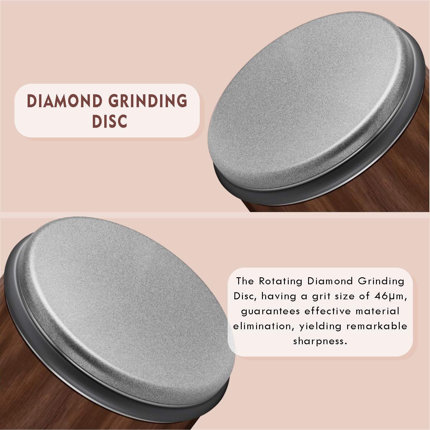 Rolling Knife Sharpener Kit, Rolling Knife Sharpener Tool, Kitchen Knives Knives Sharpener Kit Offers 15 & 20 Degree Magnetic Knife Sharpening Roller.（Wood grain set
 8.5 * 5.5 base 10.6 * 6 *. 25cm
） - Image 4