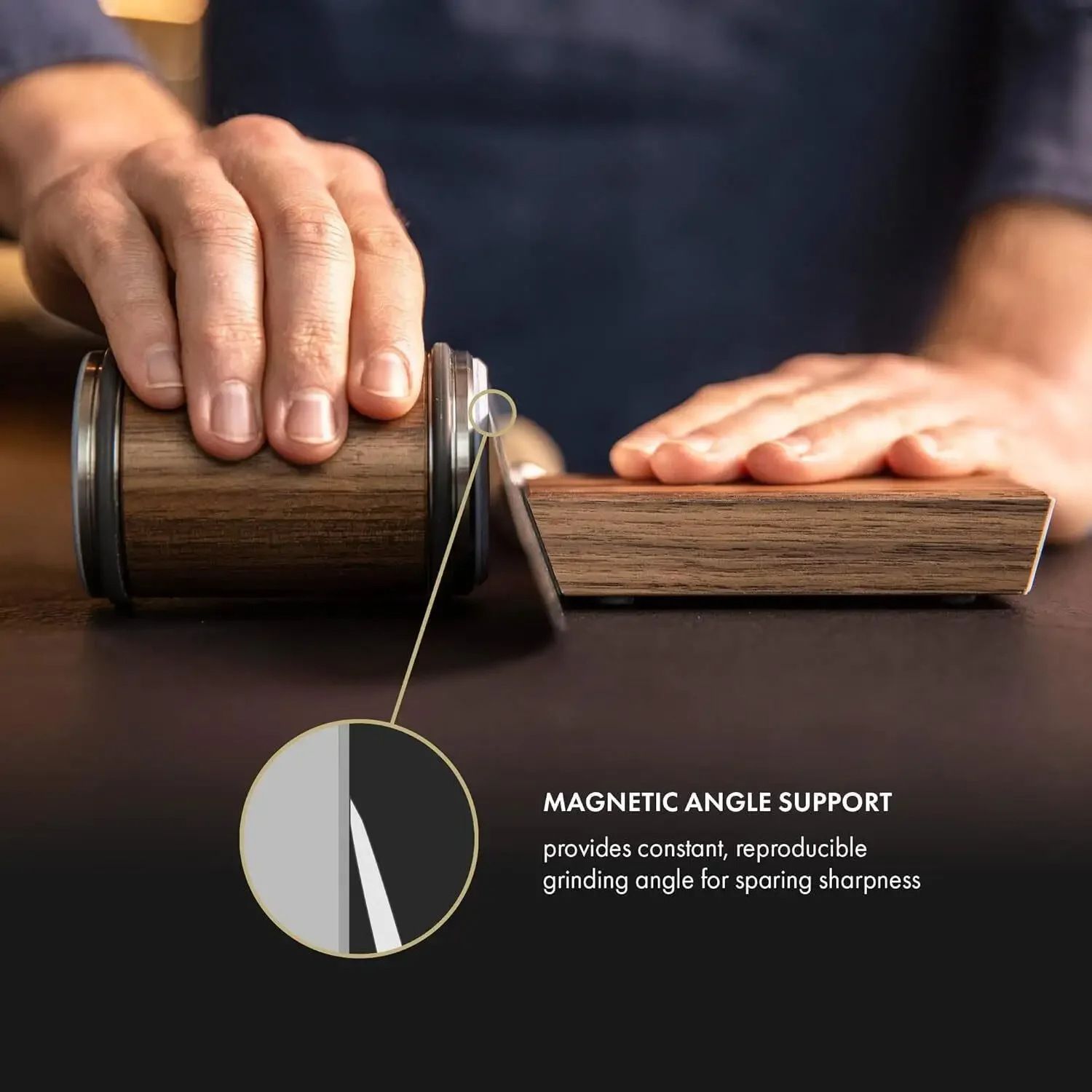 Rolling Knife Sharpener Kit, Rolling Knife Sharpener Tool, Kitchen Knives Knives Sharpener Kit Offers 15 & 20 Degree Magnetic Knife Sharpening Roller.（Wood grain set
 8.5 * 5.5 base 10.6 * 6 *. 25cm
） - Image 5