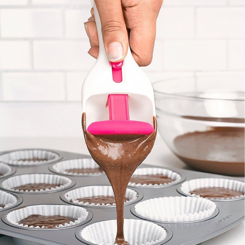 2pcs Cupcake Scoop, Cupcake Batter Scoop Batter Dispenser Sliding Button Dispenses DIY Bakeware Measuring Equal Amounts Kitchen Gadget Baking Tool Flour Distribution Silicone Plunger - Image 2