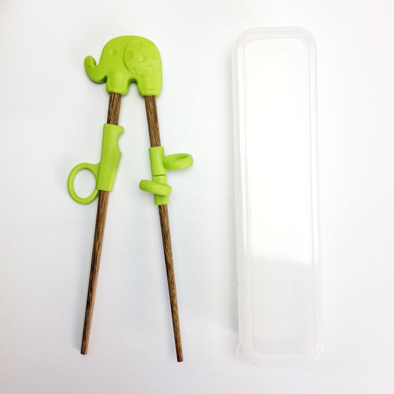 Training Chopsticks, Learning, Beginner, Brain Training, Practice, Korean Food, Japanese Sushi, 1 Step to Learn Chopstick, Right Handed - Elephant Green（17.5*11*5.8cm） - Image 5