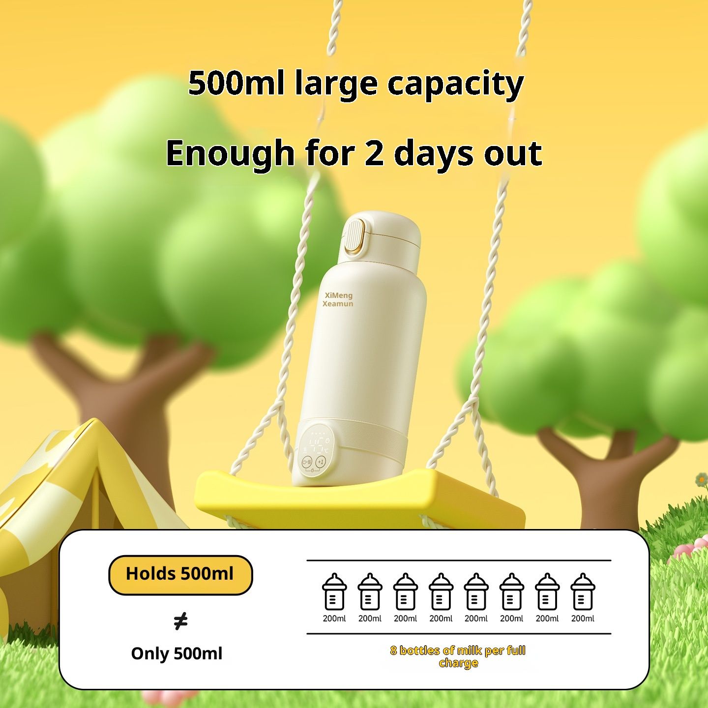 Portable Bottle Warmer for Travel, Fast Heating in for Breast Milk and Formula, with LED Display, Large Capacity, Baby Bottle Warmer with Temperature Control - Image 2
