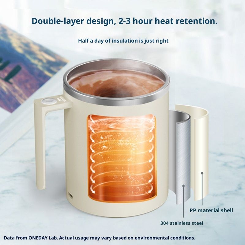 Self Stirring Coffee Mug 12.2 oz, Electric Mixing Cup with Magnetic Stirrer & Anti-Sedimentation, Rechargeable Travel Mug for Coffee, Milk, Hot Cocoa (White) - Image 3