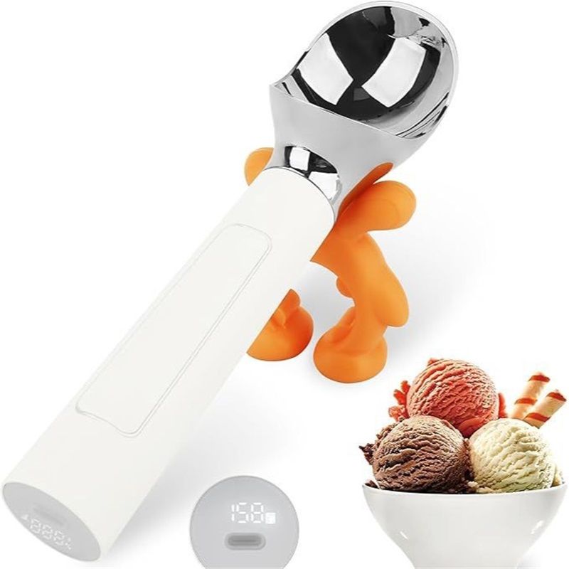 Heated Ice Cream Scoop, Rechargeable Electric Warming Scooper, Heats to for Hard Ice Cream,  Waterproof, Easy for Seniors & Kids (White，17.8*4.3cm) - Image 1