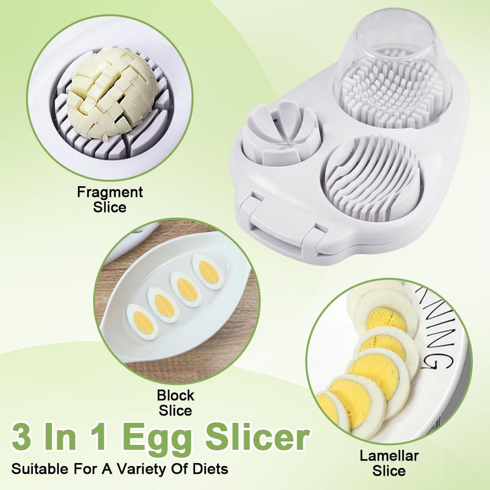 Egg Slicer for Hard Boiled Eggs - 3 Slice Modes Egg Cutter, Heavy Duty, Stainless Steel Dicer - Kitchen Chopper Tool for Strawberry, Mushroom, Grape, Cherry Tomato - White（20*14.5*8cm) - Image 4