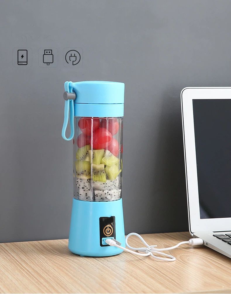 Portable Blender, Personal Mixer Fruit Rechargeable with , Mini Blender for Smoothie, Blue Six Blades 400ml（8*8*25cm) - Image 5