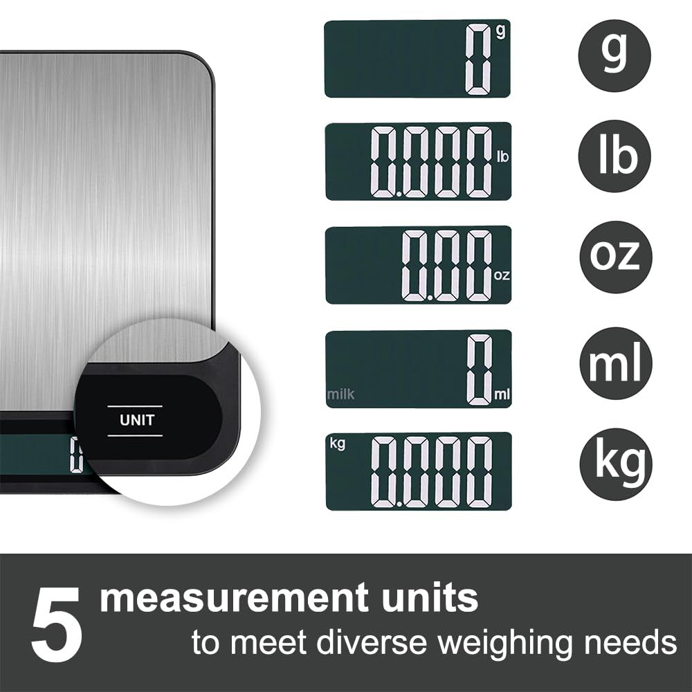 Digital Kitchen Food Scale for Cooking Baking Coffee Scale 5000g by 1g with Tare and LCD Display Food Weight Scale,（Black charging model） - Image 2