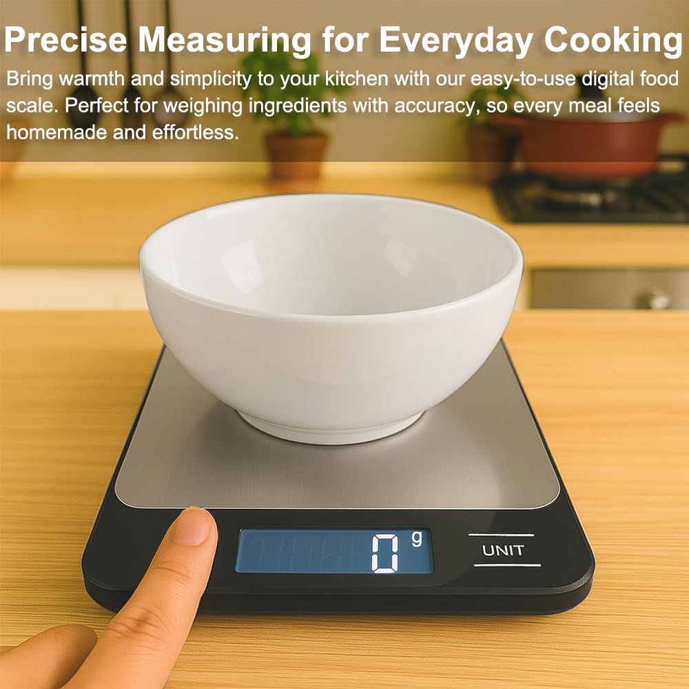 Digital Kitchen Food Scale for Cooking Baking Coffee Scale 5000g by 1g with Tare and LCD Display Food Weight Scale,（Black charging model） - Image 4
