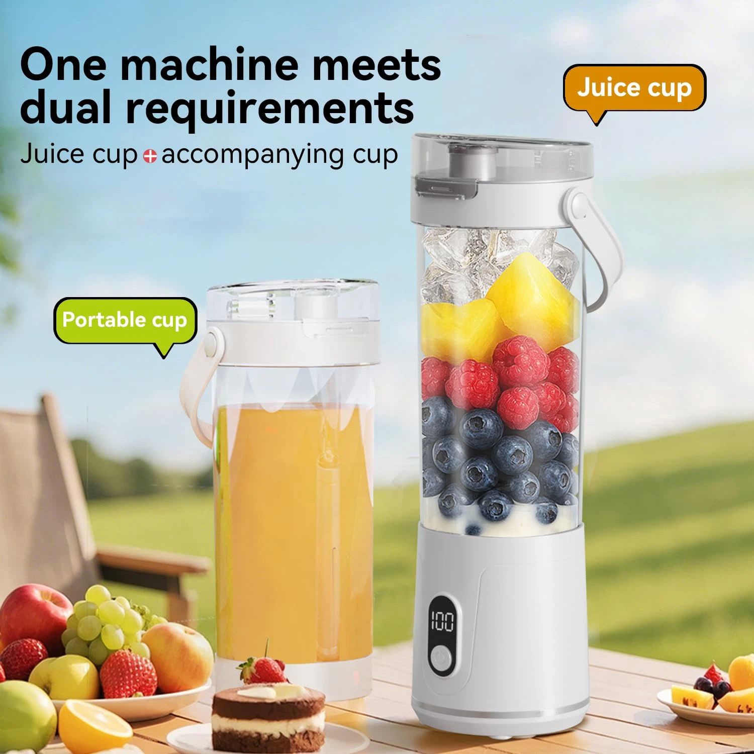 Portable Personal Electric USB Juicer，500ML Mini Blender Portable Blender For Shakes and Smoothies juice，12 Blades Great for Mixing，Compact、Convenient and Versatile (white) - Image 2