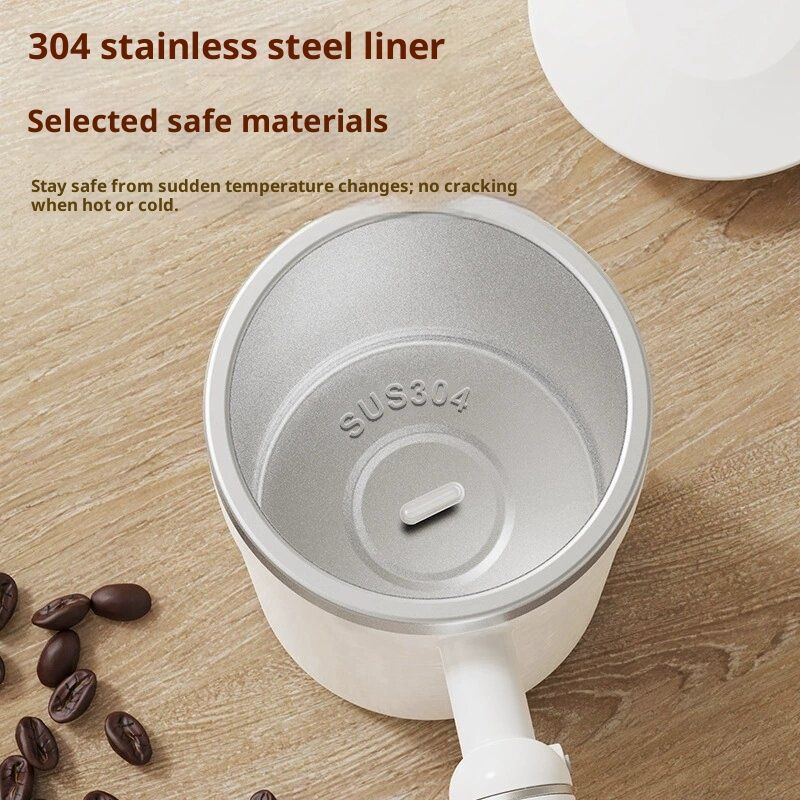 Self Stirring Coffee Mug-Automatic Magnetic Stirring Cup for Easy Mixing | USB Rechargeable with 304 Stainless Steel Interior,Silicone Lid,Ideal for Coffee,Cocoa,Milk（white 400ml） - Image 3