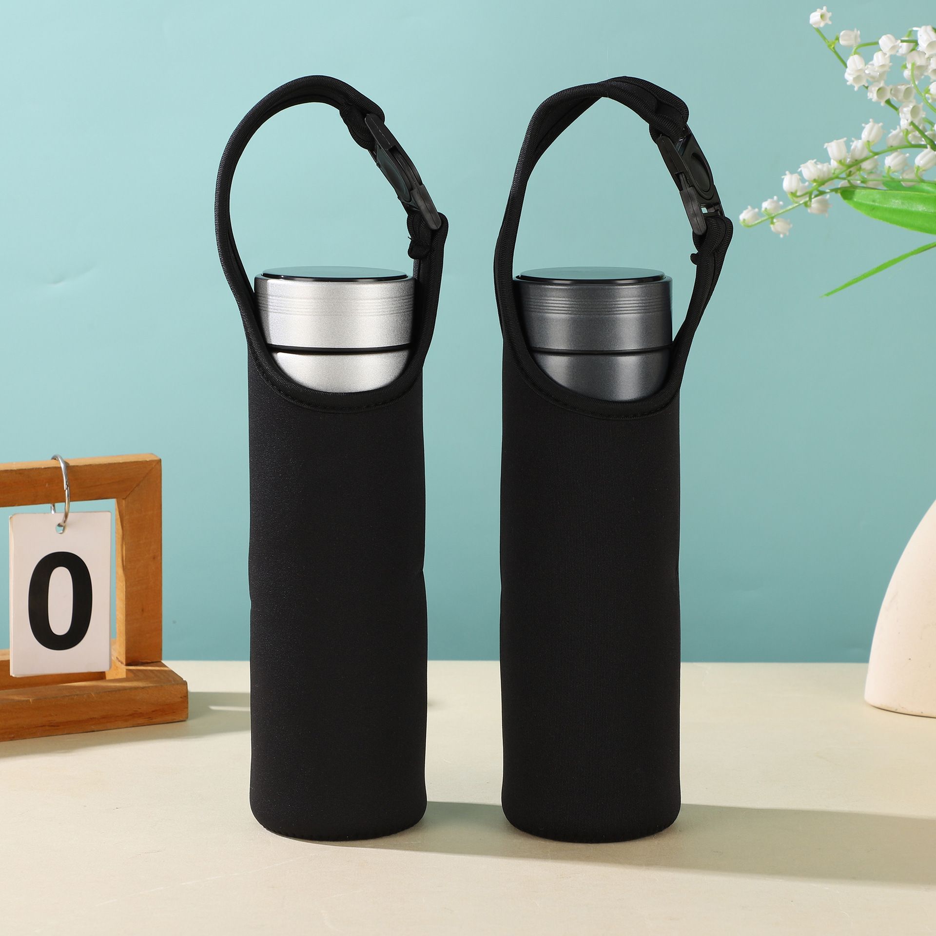 2pcs Tumbler Carrier Holder Water Bottle Handle Bag More Travel To-Go Cups Bottles (Black）Water Bottle Carrier Neoprene Sleeve Cup - Image 2