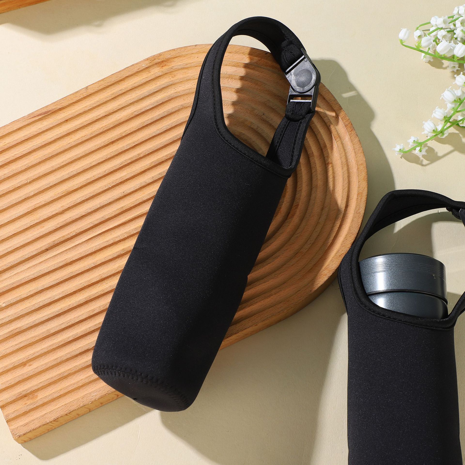 2pcs Tumbler Carrier Holder Water Bottle Handle Bag More Travel To-Go Cups Bottles (Black）Water Bottle Carrier Neoprene Sleeve Cup - Image 3