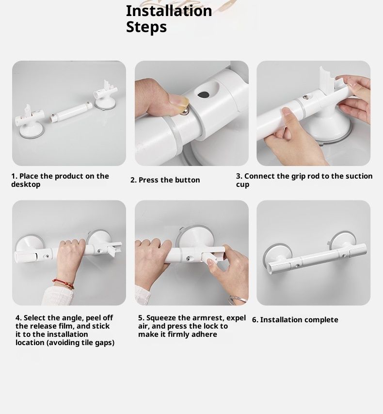 14in Grab Bars for Shower, 2 Pack | Shower Handles for Elderly Suction | No-Drill Bathroom Safety Bars for Seniors & Handicap Assist - Image 5
