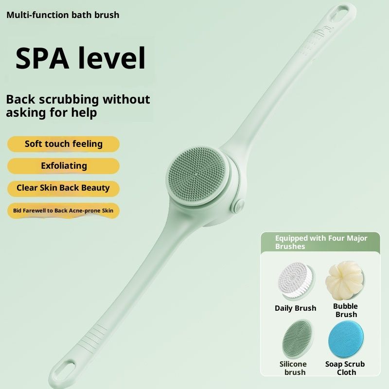 Electric Body Brush Back Scrubber for Shower, Auto Spinning Exfoliating Massage Bath Brush Rechargeable, Dual Long Handle, Deep Cleansing, Waterproof, Rotating Body Brushes with 4 Brush Heads - Image 2