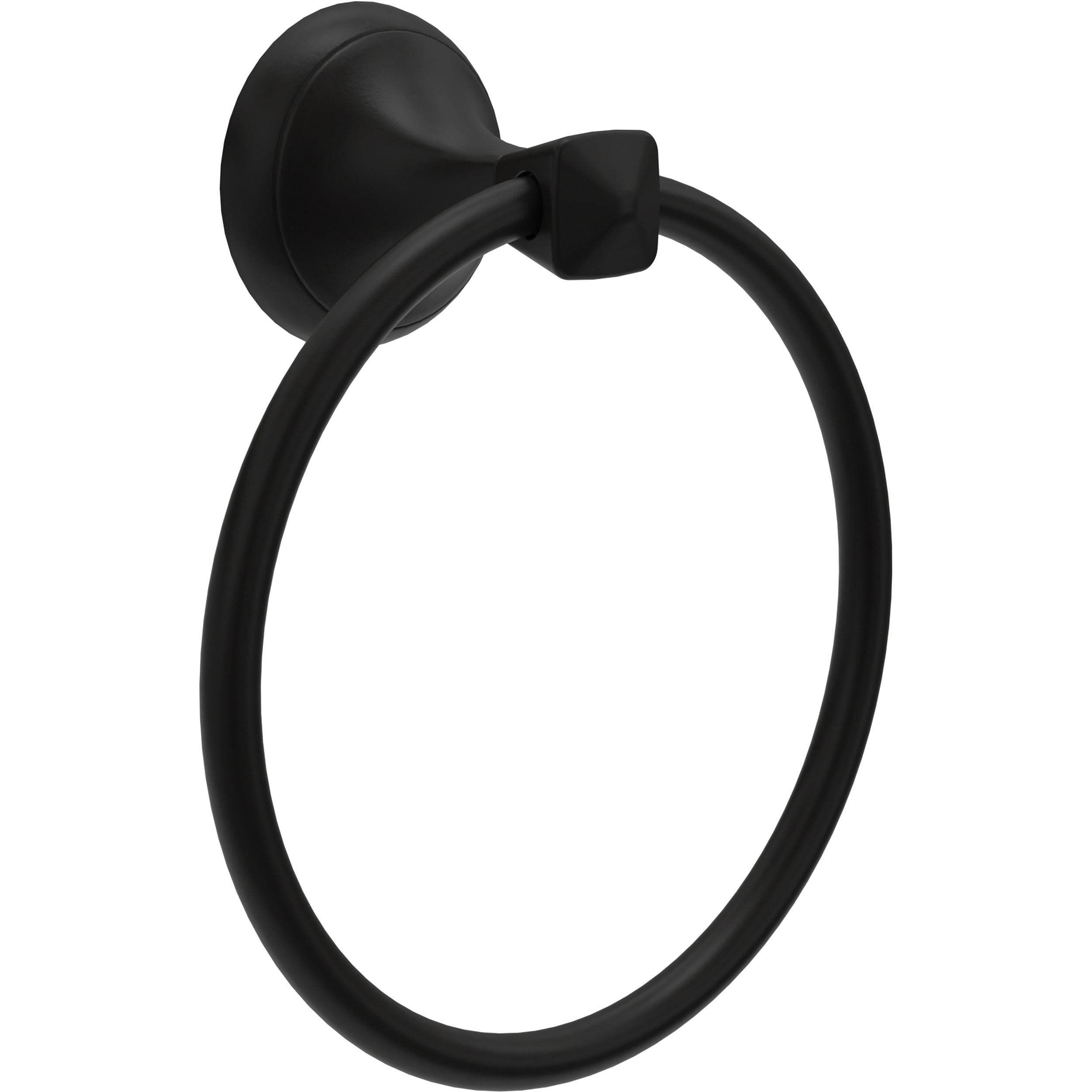 Modern Bathroom Hand Towel Ring, Bathroom Accessories Bath Towel Hanger for Kitchen,Matte Black（18*15.5cm)（The packaging includes three screws） - Image 1