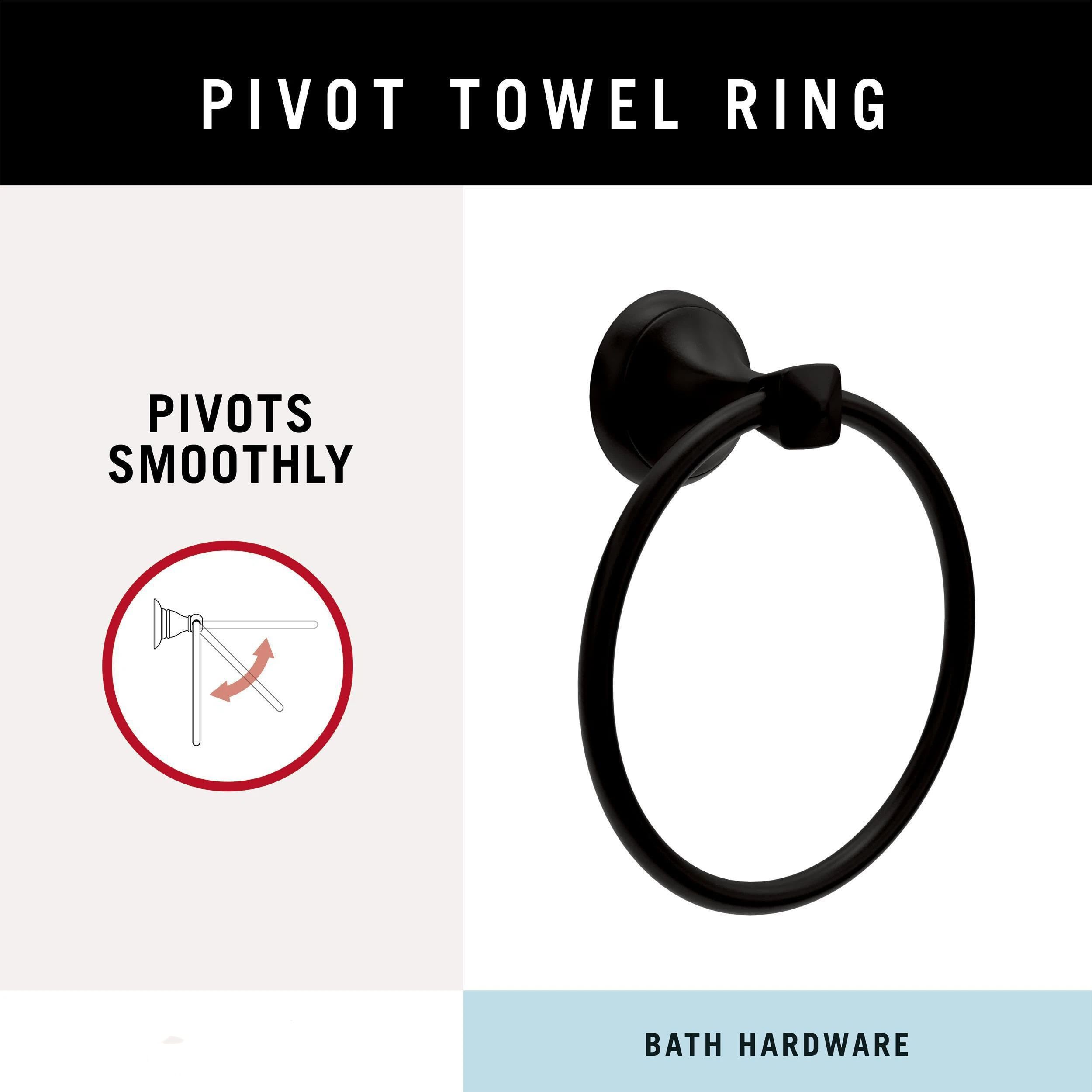 Modern Bathroom Hand Towel Ring, Bathroom Accessories Bath Towel Hanger for Kitchen,Matte Black（18*15.5cm)（The packaging includes three screws） - Image 3