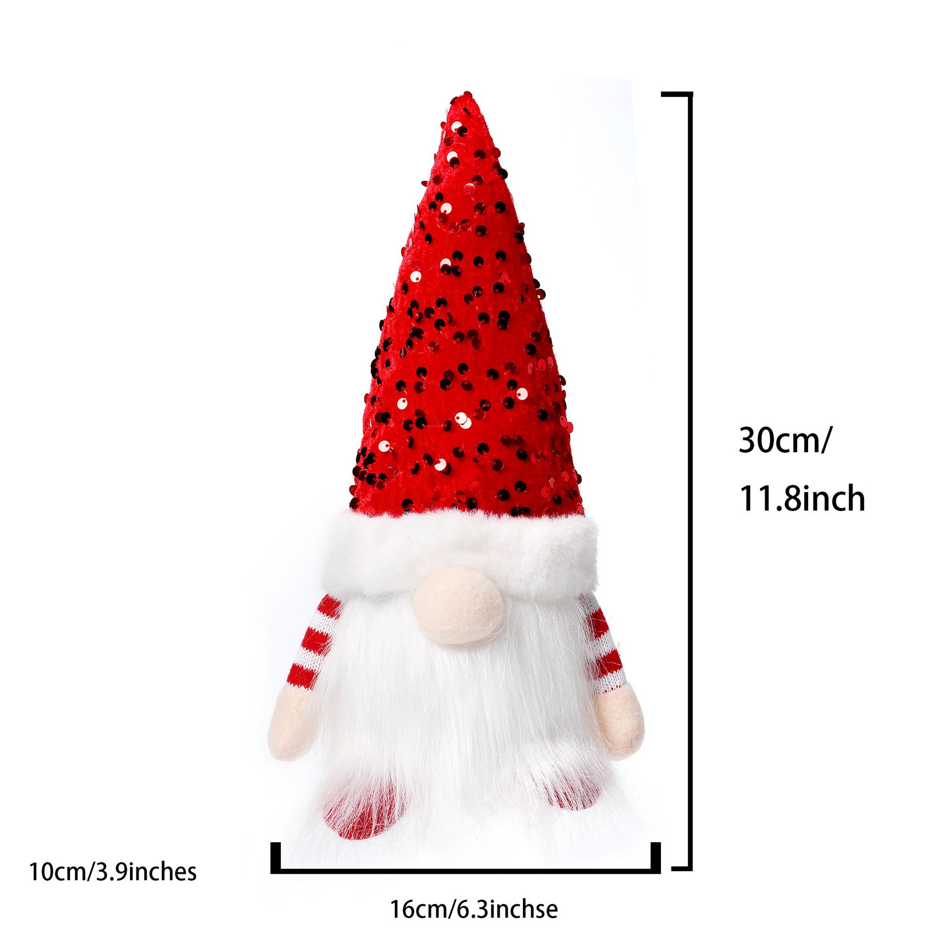 Lighted Christmas Gnome, Handmade Sequins Hat  , Light Up Plush Elf Toy Holiday Present, Battery Operated Winter Tabletop Christmas Decorations,3 pcs(red,gray,green)Single size 30 * 16cm - Image 5