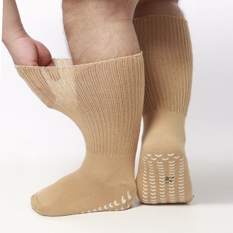 Extra Width Diabetic Socks Men Women-4 Pairs Wide Edema Sock for Swollen Feet,Non Slip Cast Bariatric Socks - Image 4
