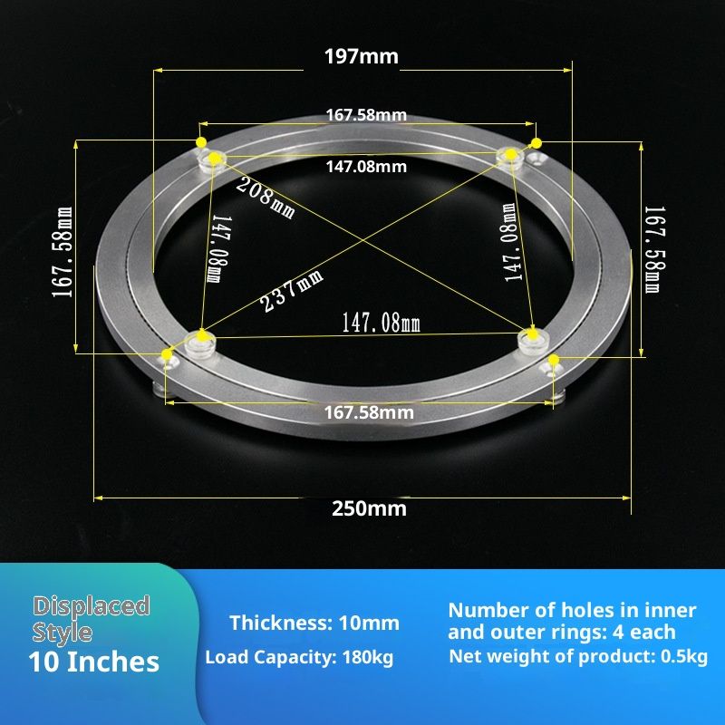 Aluminium Alloy Turntable Bearing, Heavy Duty Swivel Turntable Lazy Rotating Bearing Turntable Round Dining Table Smooth Swivel Plate Hardware (250mm - 10inch) - Image 3