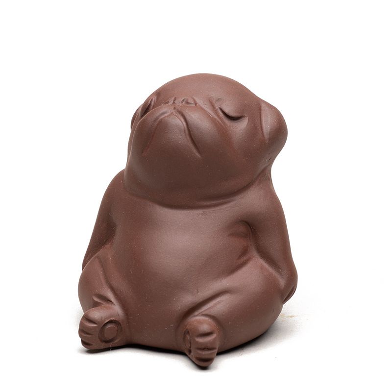 Handcrafted Purple Clay Chinese Kung Fu Tea Accessories Pet Small Lazy Dog, Zisha Tea Pet Meditative Dog Ornaments, Lazy Sleepy Puppy Sculpture Crafts for Decoration - Image 1