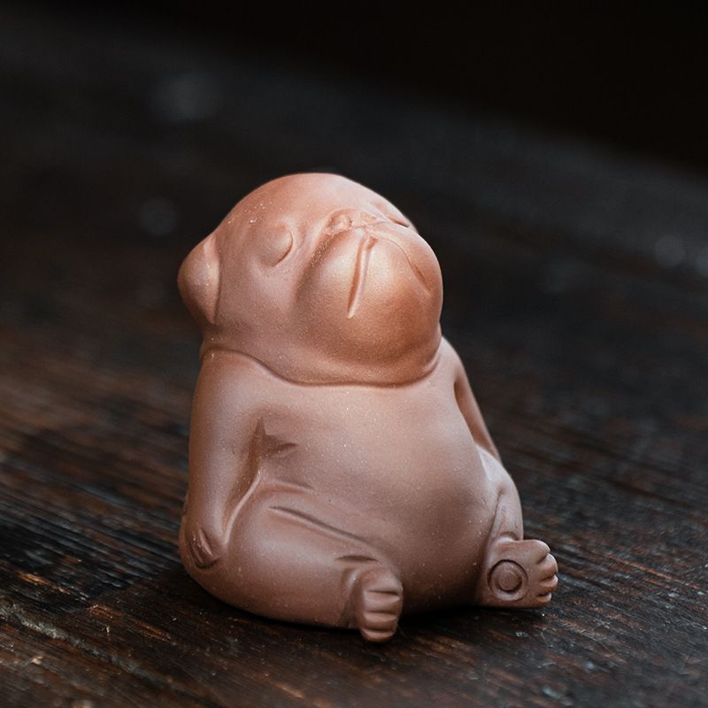 Handcrafted Purple Clay Chinese Kung Fu Tea Accessories Pet Small Lazy Dog, Zisha Tea Pet Meditative Dog Ornaments, Lazy Sleepy Puppy Sculpture Crafts for Decoration - Image 2