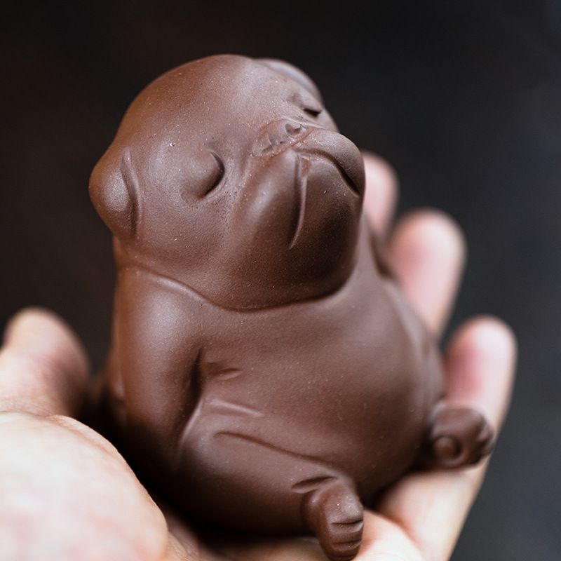 Handcrafted Purple Clay Chinese Kung Fu Tea Accessories Pet Small Lazy Dog, Zisha Tea Pet Meditative Dog Ornaments, Lazy Sleepy Puppy Sculpture Crafts for Decoration - Image 3